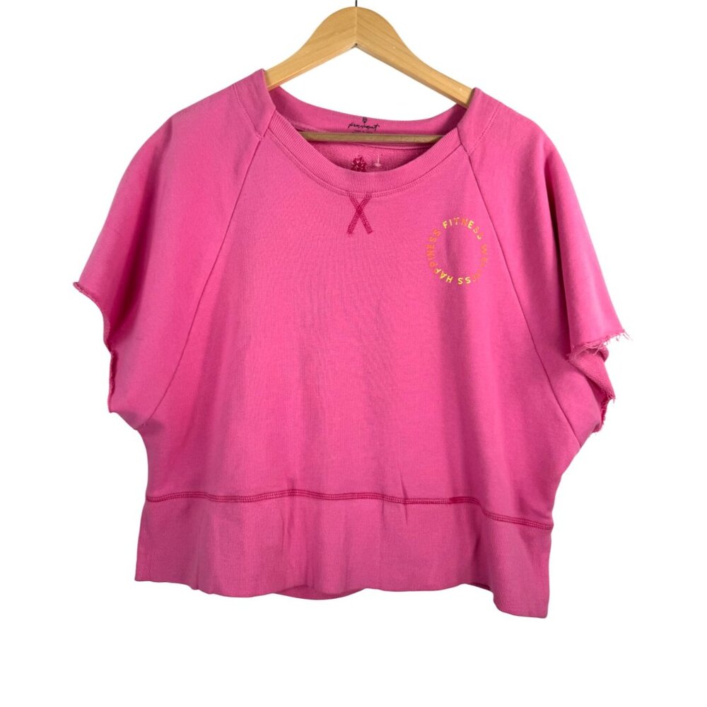 Free People Movement Pink relaxed beachy top cut out lounge yoga sz L